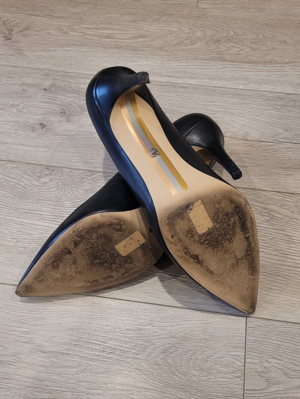 🆕️ Sam Edelman 'Hazel' Black Pointed Toe Leather Pumps - Picture 2 of 4